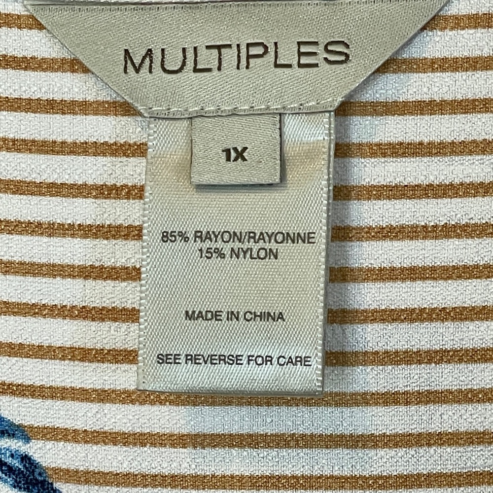 Multiples NWT 1X Button Down Blouse Creme Brulee … - image 3